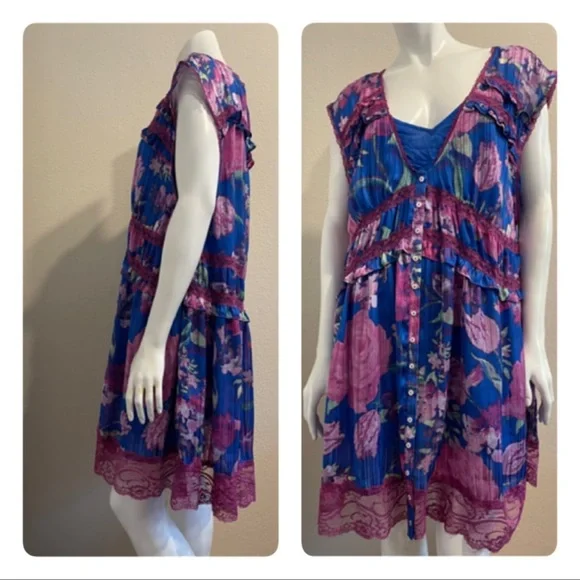 Free People SPRING FLING MINI DRESS SIZE LARGE - Picture 15 of 16
